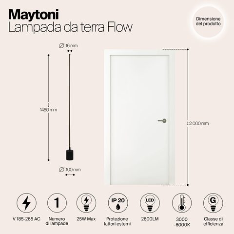 Напольный светильник Maytoni Flow MOD147FL-L20BK1