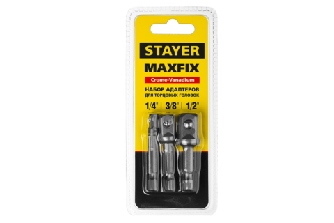STAYER Maxfix 50 мм, 3 шт, Адаптеры для торцовых головок (26656-H3)