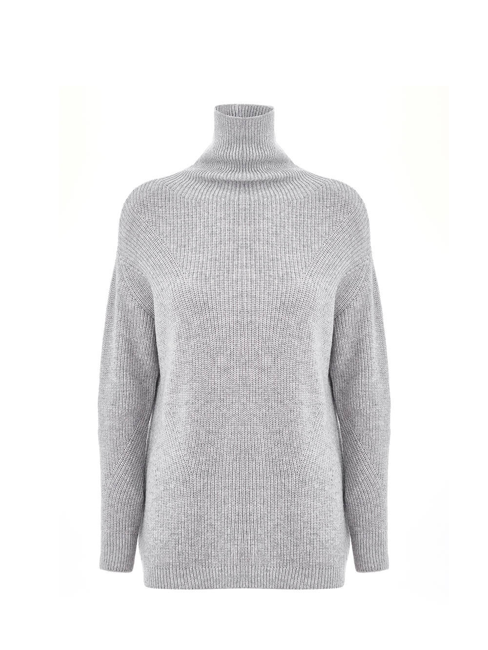 Женский свитер светло-серого цвета из шерсти и кашемира - фото 1
