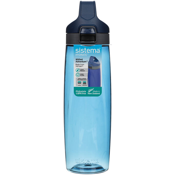 Бутылка для воды с кнопкой Sistema "Hydrate", Тритан, 900 мл, цвет Синий