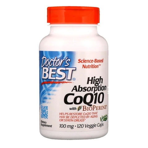 Doctor's Best, Легкоусвояемый CoQ10 с комплексом BioPerine, 100 мг, 120 растительных капсул