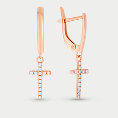 Серьги с фианитами для женщин из розового золота 585 пробы (арт. 20622)