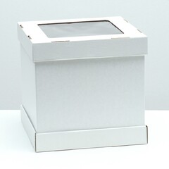 Коробка для торта 32х32х45 см белая с окном 3Ч