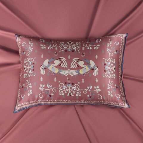 Наволочка 50x70 Mollen Мезенская роспись вишнёво-ягодная шелковая