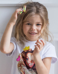 BUBBLE GUM PRINCESS T-shirt with 4 Velcro: Crown, Bow, Lollipop, Heart or Star