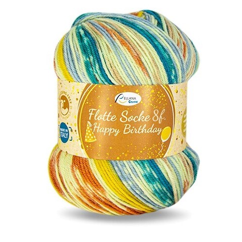 Rellana Flotte Socke Happy Birthday 8-ply 8084