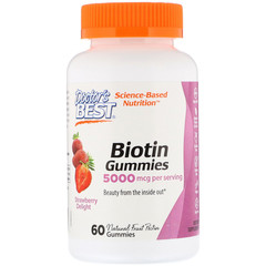 Doctor's Best, Biotin Gummies, Strawberry Delight, 5,000 mcg, 60 Gummies