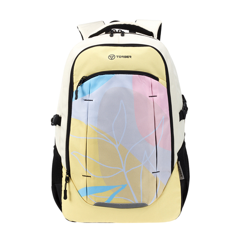 Рюкзак TORBER CLASS X, жёлтый с орнаментом, полиэстер 900D, 46 x 32 x 18 см, 17 л, отделение для ноутбука - 15,6 (T9355-22-YEL)