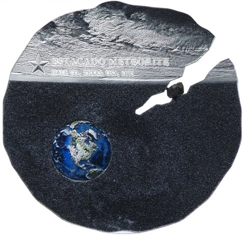 Острова Кука 2019, 2 доллара, 0.5 унции, серебро, метеорит. Метеорит Эстакадо