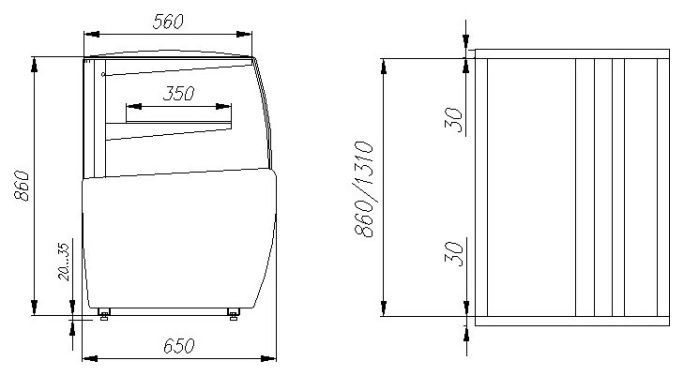 Витрина кондитерская POLUS K70 VM 0,9-12 LIGHT 0012-0109 (ВХСв-0,9д Carboma MINI)