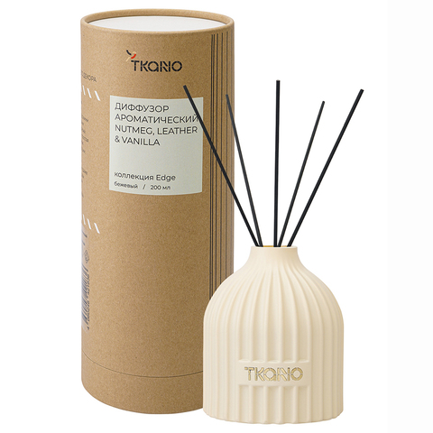 Диффузор ароматический 200мл Nutmeg Leather & Vanilla Tkano Edge бежевый