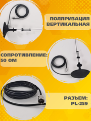 АНТЕННА ДЛЯ РАДИОСТАНЦИЙ ДЛЯ ДИАПАЗОНОВ VHF-144, UHF-440 ТРИАДА-4340