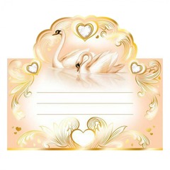 
          Банкетная карточка с фольгой, 93 х 156 мм, "Лебеди", свадебная