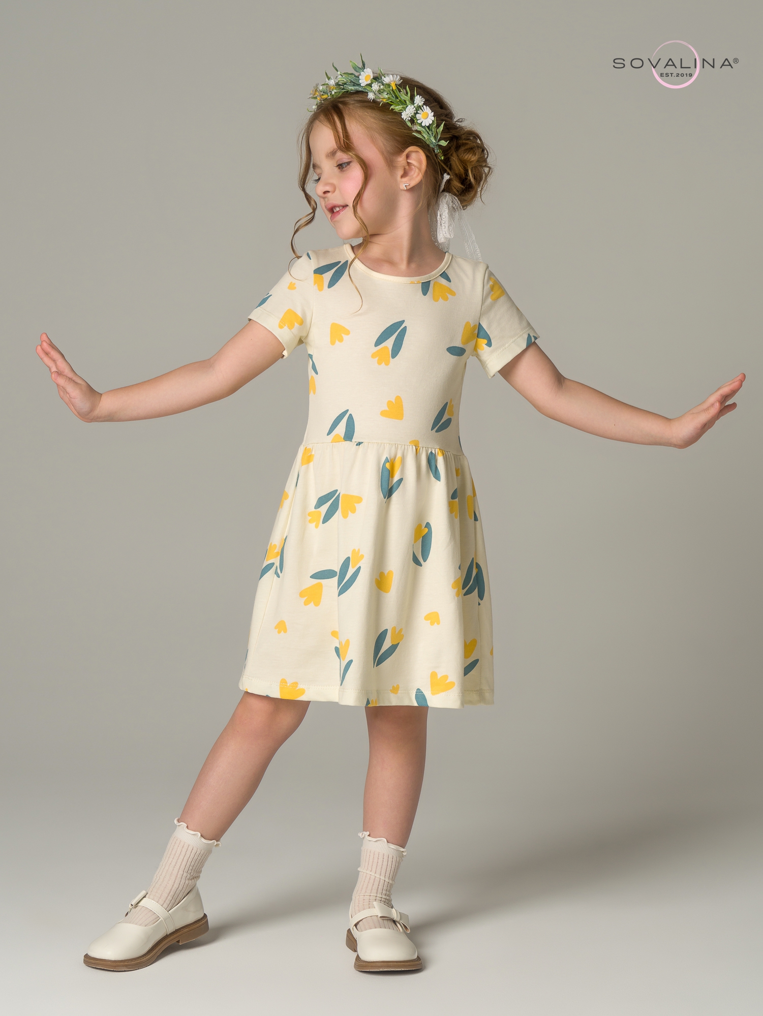 Платье Лето желтые тюльпаны