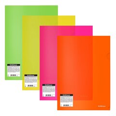 
          Папка-уголок Erich Krause, A4, 220х310 мм, 180 мкм, пластик,полупрозрачный, ассорти,"Glossy Neon" (в пакете 24 шт.)