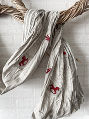 Шарф льняной комби. со штампами 