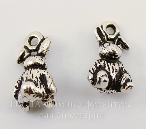 Подвеска TierraCast "Зайчик" 3D (цвет-античное серебро) 13х8 мм
