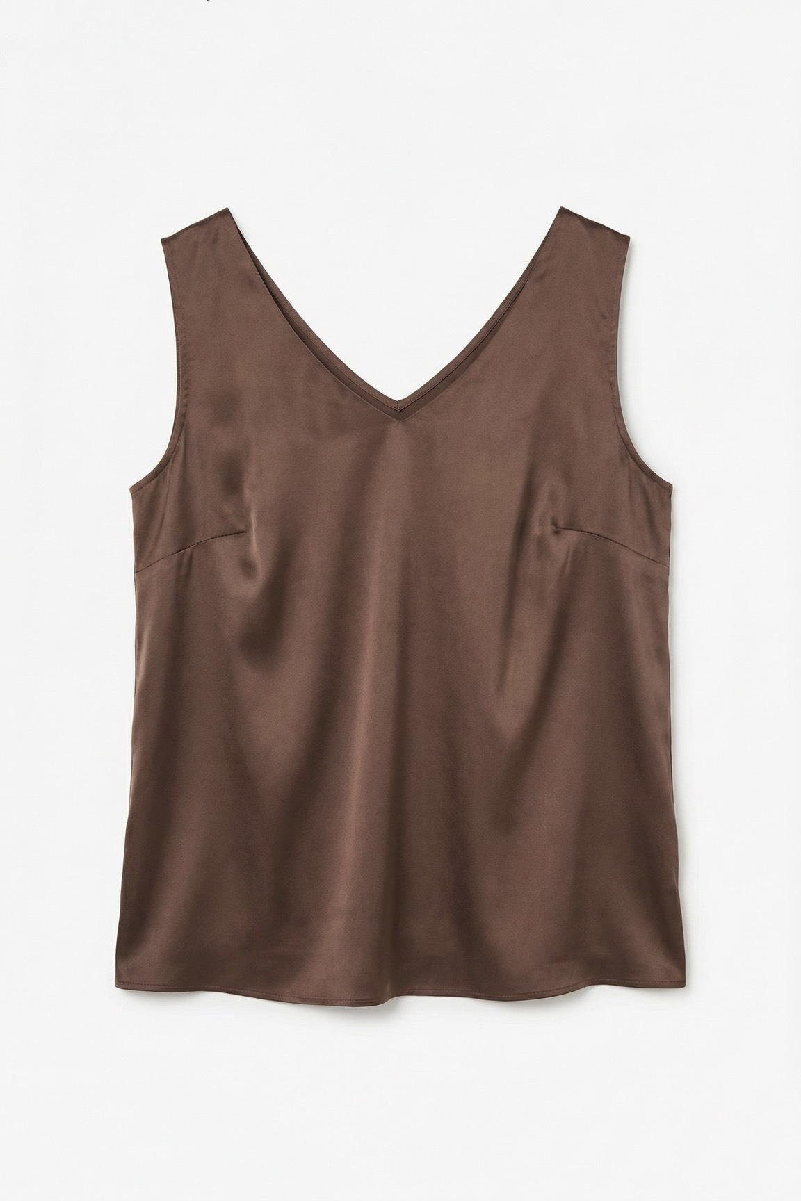 Топ двухслойный на широких бретелях, мокко