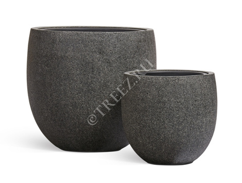 Кашпо TREEZ Effectory - Stone - Чаша classic - Тёмно-серый камень