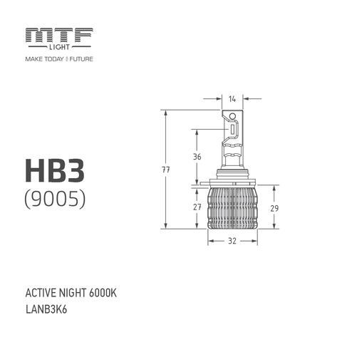 Светодиодные лампы MTF Light HB3 ACTIVE NIGHT 6000K