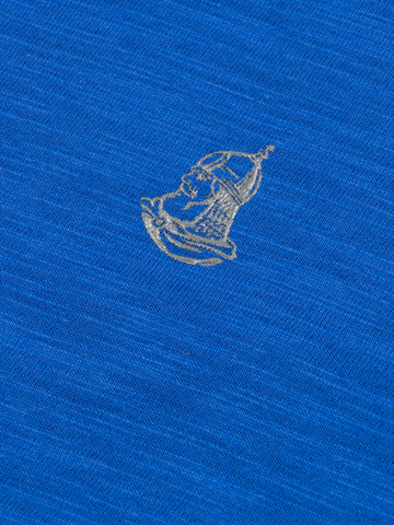 Мужская футболка «Великоросс» синего цвета круглый ворот