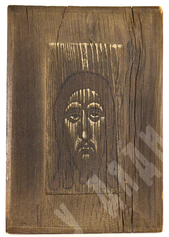 Тихомиров А. Е. (1956–2017). Спас. Оконопись. 2000 г. Благовещенск, Россия. 22х32 см