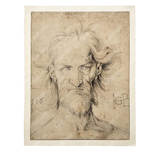 Бальдунг Ганс. Голова Сатурна. Музейная факсимиле гравюры 1516 г. Музей Альбертина, Вена.