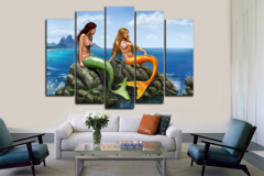 Модульная картина "Русалки на камне"