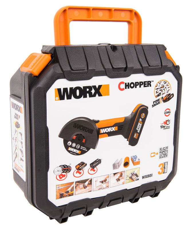 Угловая шлифмашина аккумуляторная WORX WX801, 20В, 76 мм, 1*2,0Ач, кейс