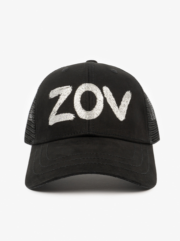 Бейсболка с сеткой «ZOV» чёрного цвета с вышивкой лого