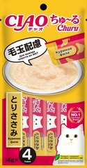 INABA Ciao Churu пюре для кошек для вывода шерсти из ЖКТ куриное филе 14 г