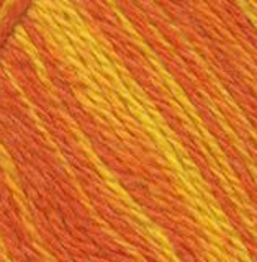 Пряжа "Подмосковная меланж", 50% шерсть, 50% акрил, 100гр-250м, оранжевый с желтым