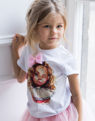 BUBBLE GUM PRINCESS T-shirt with 4 Velcro: Crown, Bow, Lollipop, Heart or Star