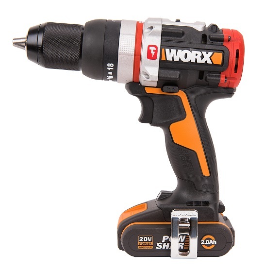 Дрель-шуруповерт ударная аккумуляторная WORX WX354, 20В, 60 Нм, бесщеточная, 2,0 Ач x2, кейс