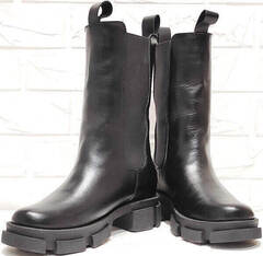 Высокие челси ботинки женские зимние AVK – 21074 Black.