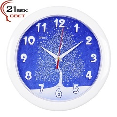 Часы 21 Bek настенные  2323-341 круг d=23см, корпус белый "Новогоднее деревце" "21Век"