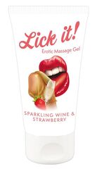 Лубрикант на водной основе Lick it! Sparkling Wine and Strawberry с ароматом клубники и шампанского - 50 мл. - 