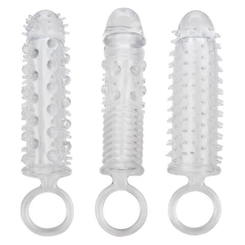 Набор из 3 прозрачных насадок 3 Piece Textured Extension Set - California Exotic Novelties SE-1625-60-2