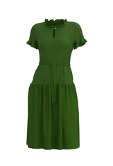 ❀ Гала. Платье из зелёного льна под пояс PL-421140-02