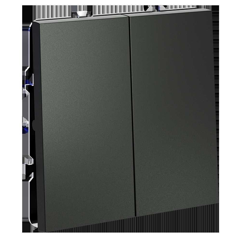 Проходной переключатель встраиваемый Voltum S70 двухклавишный 10А, (титан) VLS020306