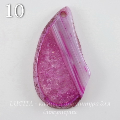 Подвеска Срез Агата с полосками (тониров), цвет - фиолетовый, 33-36 мм (№10 (36х20 мм))