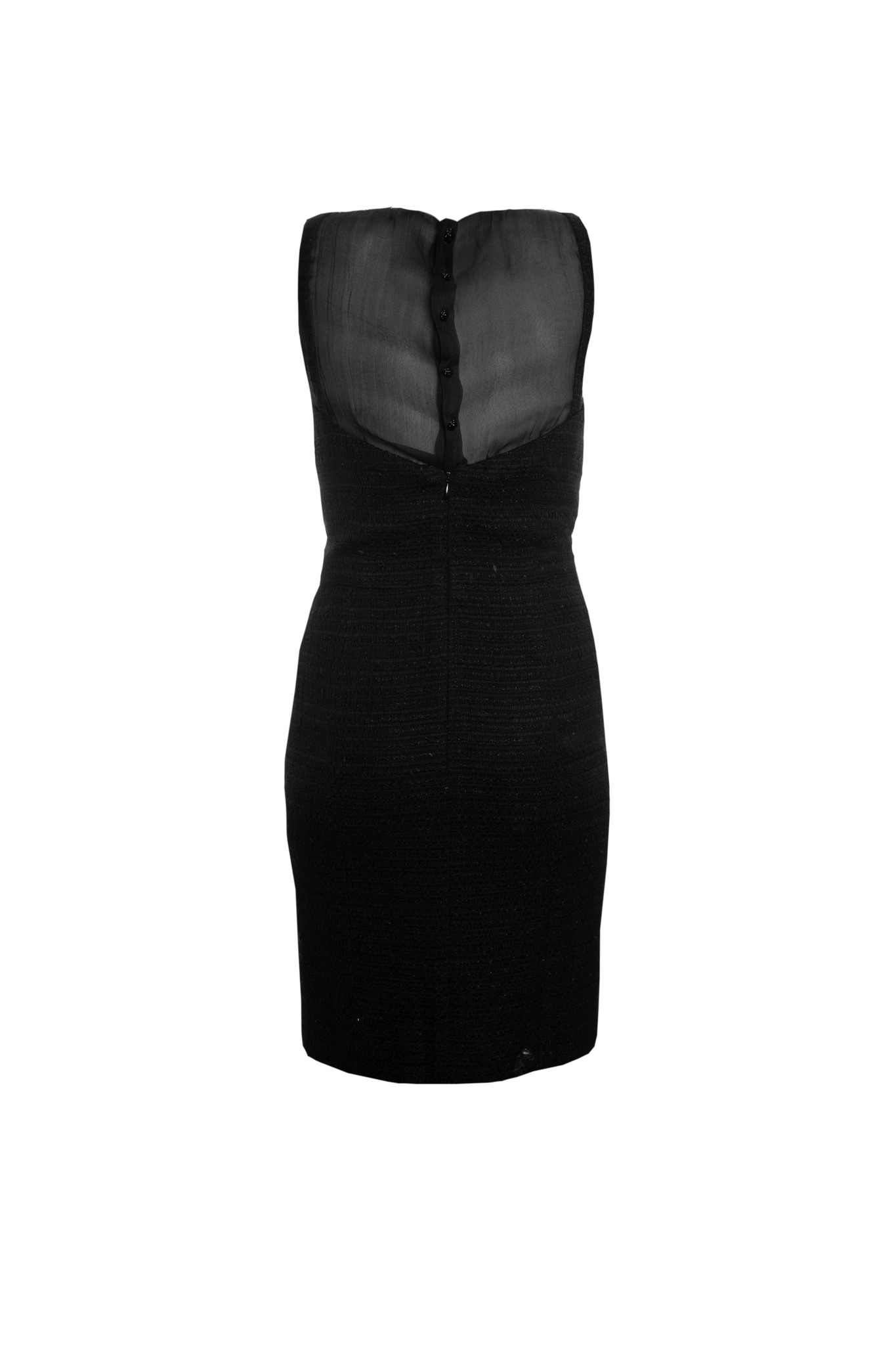 Элегантное платье из твида черного цвета от Chanel, 34 размер.