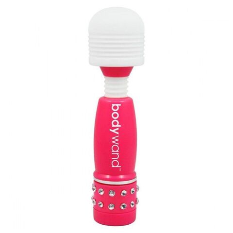Розово-белый жезловый мини-вибратор с кристаллами Mini Massager Neon Edition - Bodywand BW120