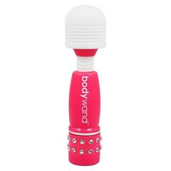 Розово-белый жезловый мини-вибратор с кристаллами Mini Massager Neon Edition - 