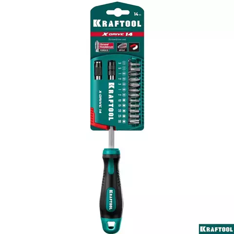 KRAFTOOL X-Drive-14, 14 предм., отвертка-битодержатель (25814)