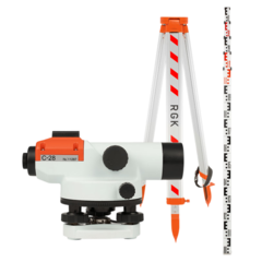 Комплект - оптический нивелир RGK C-28, рейка AMO S5 и штатив RGK S6-N C28S6S5