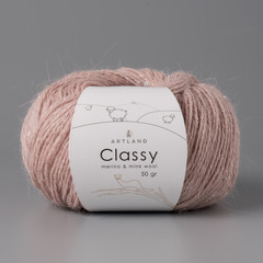 Classy, пряжа с люрексом и пайетками, шелк-5%, мериносовая шерсть-20%, нейлон-30%, норка-45%, 50 гр, 240 м, розовая пудра