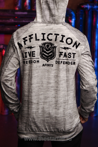 Affliction | Мужская футболка лонгслив с капюшоном AVALUE FREEDOM DUSK HOOD A19743 спина