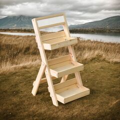 Подставка для цветов из сосны Флорэль 3 полки, деревянная этажерка, разборная, в натуральной отделке