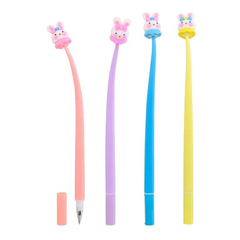 Ручка шариковая, Basir, синие чернила, серия "Зайчик", гибкий корпус с фигуркой, 48 шт